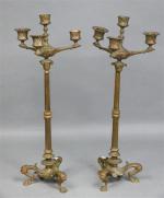 12 - Paire de candélabres tripodes d'époque Napoléon III en...