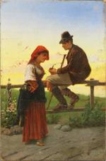 679 - RINALDI Alessandro (1839-1890) Couples de paysans italiens à...