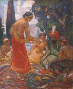 697 - Georges FRANCOIS, peintre voyageur (1880-1968)Collation du Maharaja en...
