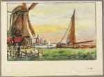 702 - Georges FRANCOIS, peintre voyageur (1880-1968)Moulins aux environs de...