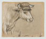 708 - Georges FRANCOIS, peintre voyageur (1880-1968)Deux études de vaches...