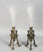 27 - Paire de vases cornets d'époque Napoléon III en...