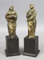 51 - Saint-Jean et Vierge de douleurs en bronze, ép....