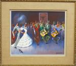 252 - MONTES Manuel-Perez (XX's) : Cuadro Flamenco. H.s.T. signée,...