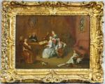 OCTAVIEN François (1695-1736) : Réunion musicale autour d'un clavecin dans...