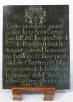 35 - Plaque de fondation en bronze gravé d'épigraphies et...