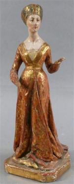 43 - Statue en bois polychrome et doré représentant une...