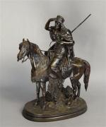 99 - PAUTROT Ferdinand (1832-1874) : Cavalier arabe, guettant. Bronze...