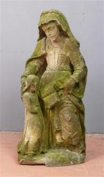 62 - Sainte-Anne et la Vierge en grès sculpté, ép....