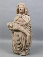64 - Pieta en pierre sculptée, ép. XVIè. Haut :...