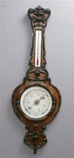 98 - Baromètre-thermomètre d'époque Louis-Philippe en bois de placage et...