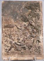 49 - Bas-relief  en terre cuite représentant le Déluge,...