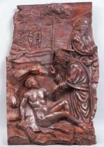 50 - Bas-relief en terre cuite patinée représentant la Résurrection...