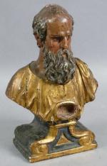 20 - Buste reliquaire d'un Saint homme barbu en bois...