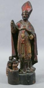 21 - Saint-Nicolas en bois sculpté polychrome, ép. XVII's (accidents...