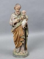 37 - Saint-Joseph et l'Enfant Jésus en terre cuite peinte...