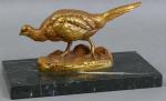 51 - BARYE Alfred (1839-1882) : Faisan. Bronze doré, signé....