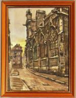 374 - ROMAND André (1899-1981) Troyes, l'église Saint-Jean. Gouache signée,...