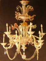 488 - Grand lustre en verre de Venise de couleurs...