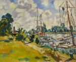 Louis VALTAT (1869 - 1952) - Le canal à Ouistreham...