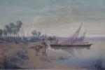 MANAGO Vincent (1880-1936) : Felouque sur le Nil. Gouache signée...