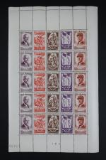 France timbre n°580 A feuille de 5 bandes travail famille...