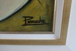 PERROCHE (XXème siècle) - Portrait cubiste. Acrylique sur toile signée...