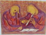 TOURTE Suzanne (1904-1979) - La leçon de flûte. Lithographie épreuve...