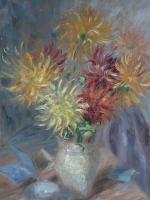 MONTEIL Jacques (1897-1987) - Nature morte au vase de dahlias....
