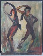 HOPITAL A. (XXème siècle) - Danseurs de flamenco. Huile sur...
