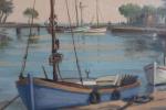 SICHET Florent (1918-2014) - Noirmoutier, bateaux au port. Huile sur...