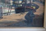 SICHET Florent (1918-2014) - Noirmoutier, bateaux au port. Huile sur...