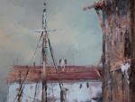 CUNNINGHAM (XXème siècle) - Bateaux au port. Acrylique sur toile...