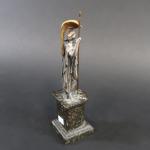 Statuette en bronze argenté et doré représentant Minerve, sur socle...
