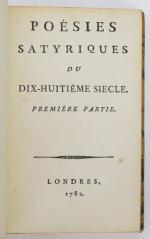 Collectif. Poésies satyriques du XVIIIe siècle. Londres, sn, 1782. ...