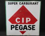 CIP Pégase Super Carburant. Plaque publicitaire en tôle émaillée de...