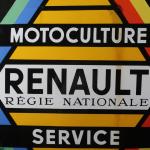 RENAULT MOTOCULTURE SERVICE REGIE NATIONALE. Grande plaque publicitaire en tôle...