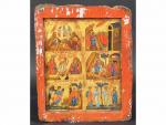 GRECE : ICONE peinte sur fond d'or représentant six scènes...