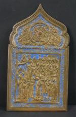 ICONE RUSSE. Bronze émaillé. XX's. Haut : 18 cm