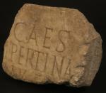 FRAGMENT en marbre d'une inscription romaine : "CAES... PERTINA". Haut...