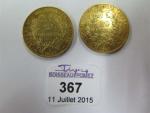 Deux pièces de 20 Francs or type Cerès 1850 et...