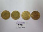 Quatre pièces de 10 Francs or : une pièce Cérès...