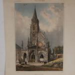 Vézelay. Ensemble de 4 gravures XIXe s. représentant l'Abbaye de...