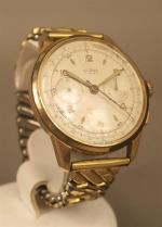 DELBANA - Montre bracelet chronographe d'homme années 50 en acier...