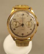 CHRONOGRAPHE SUISSE - Montre-bracelet chronographe d'homme années 50 en or...