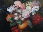 CANUT Denis (né en 1953) : Vase de fleurs. H.s.T....