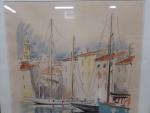 PANIER Michèle (XXème siècle) - Port de Saint Tropez. Aquarelle...