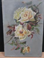 MAGINOT Madeleine (1917-1950) - "Jetée de roses". Huile sur toile...