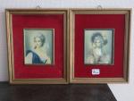 Deux reproductions de miniatures : portraits de dames de qualité. 9,5...