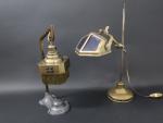 Deux lampes de bureau époque début XXème, l'une en régule...